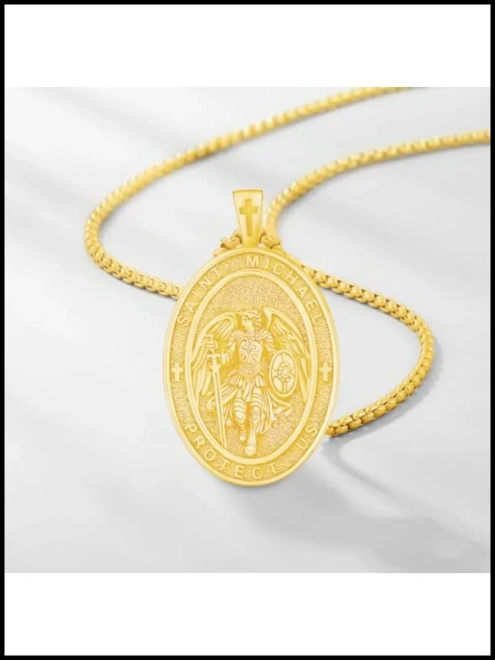 925 Sterling Silver St Michael Archangel Pendant Necklace Religious Amulet